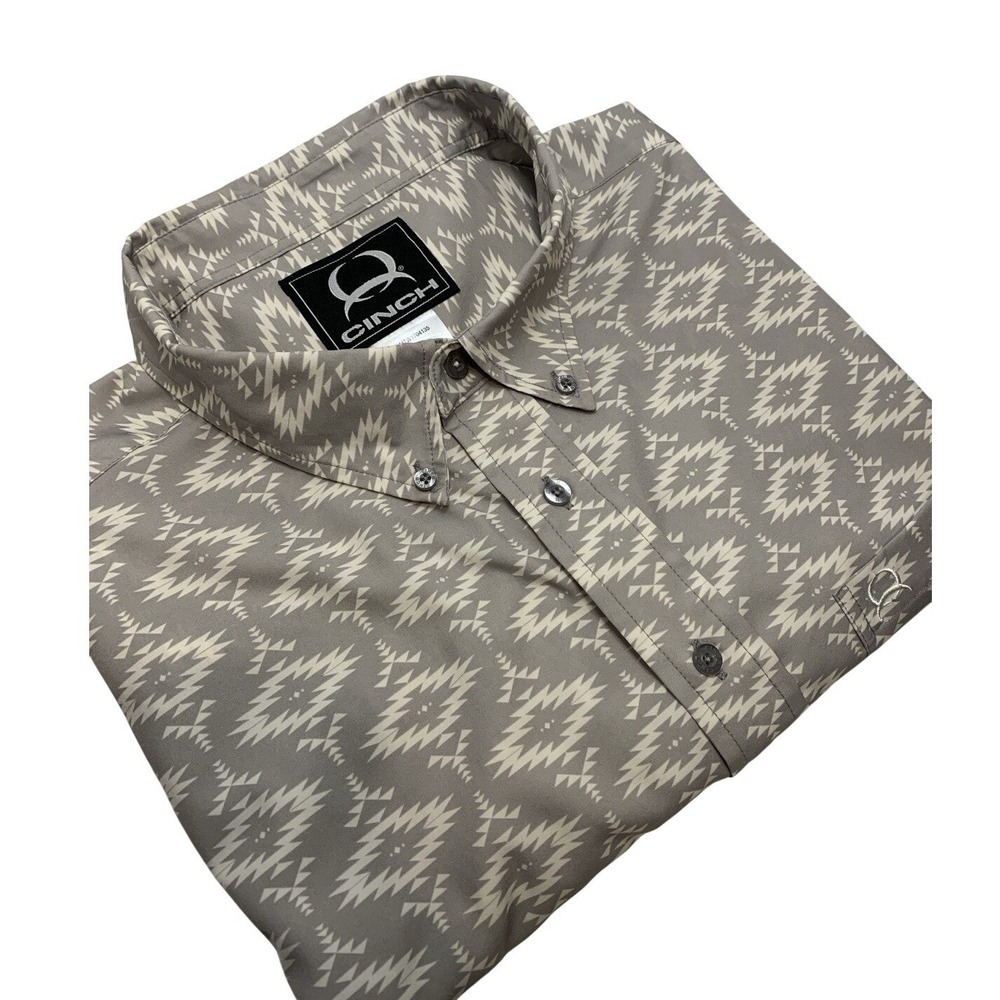 Cinch Arena Flex Performance Shirt S/S Men's XXL Gray Southwestern Geometric